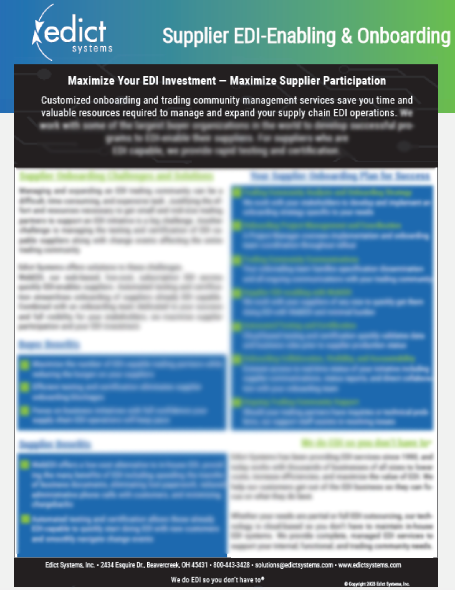 supplier onboarding collateral blurred